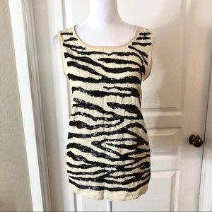 3/$20 Loft zebra pattern sequined blouse